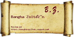 Bangha Zoltán névjegykártya